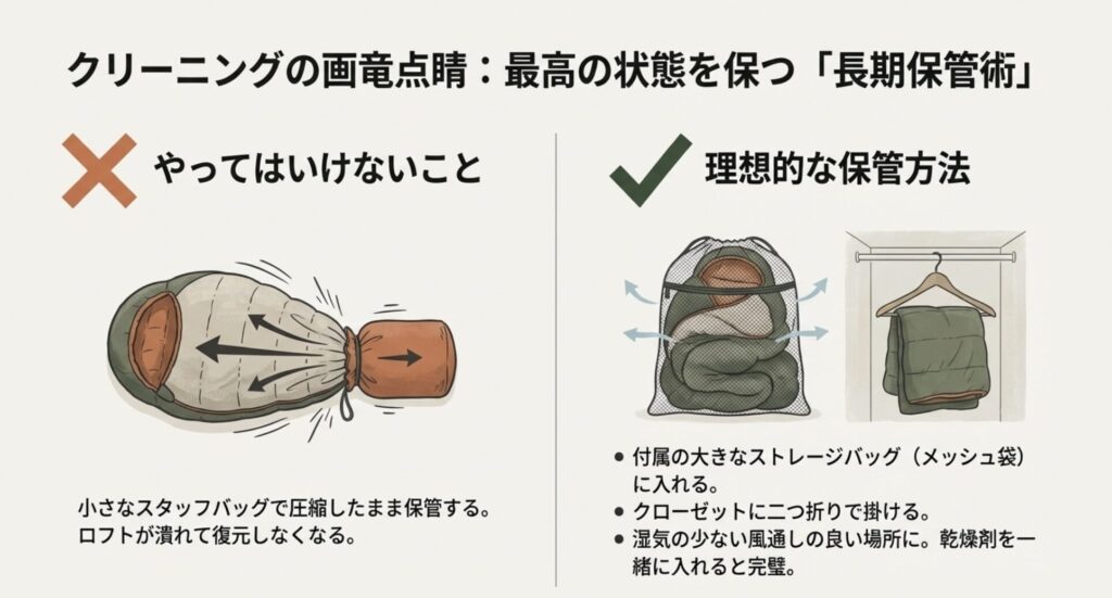 寝袋の長期保管術