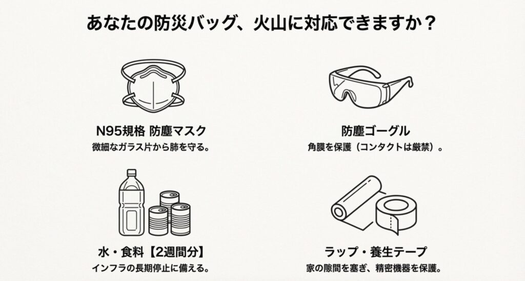 火山災害に備えるための必須アイテム