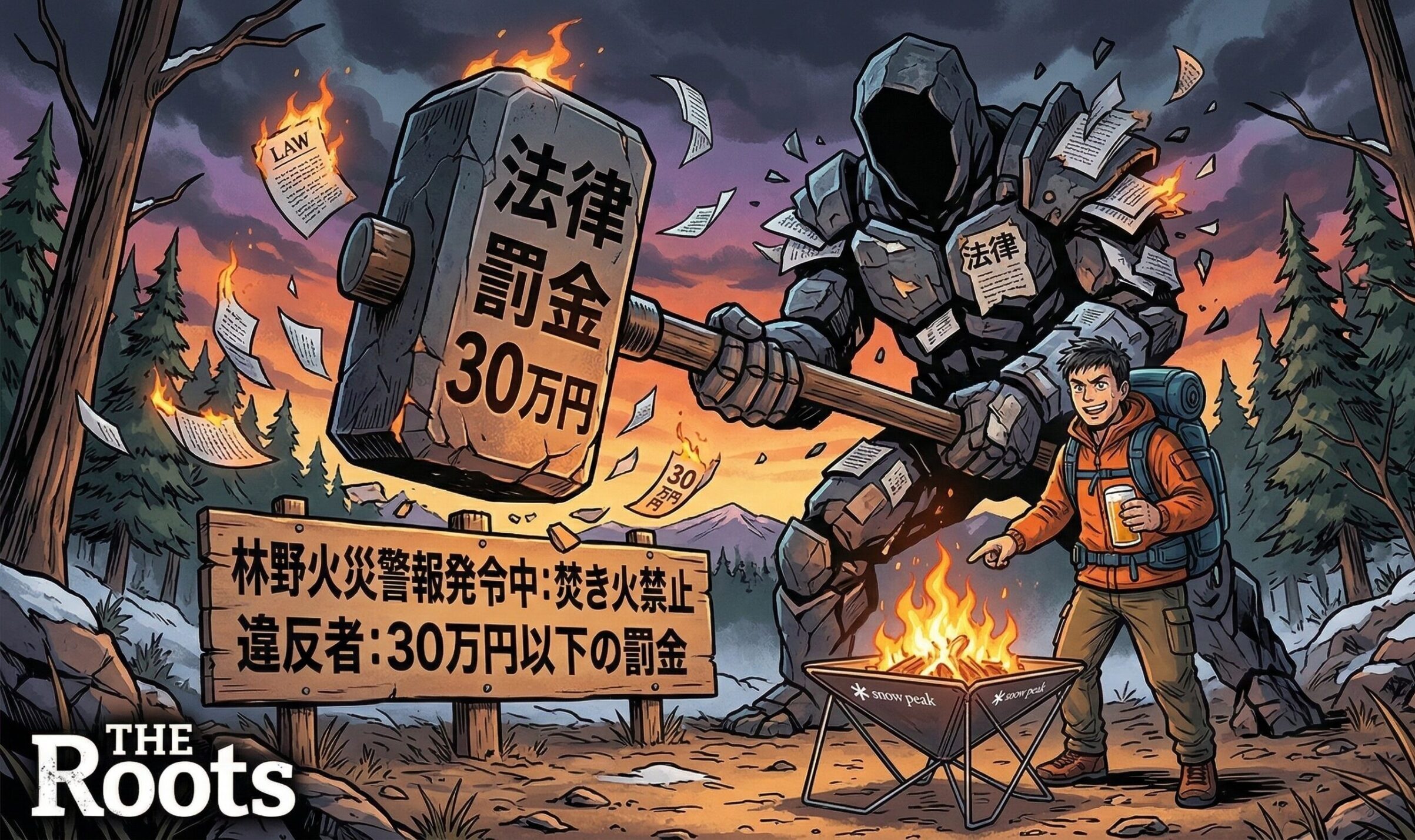 「林野火災注意報・警報」が発令中にも関わらず焚き火をして悦に